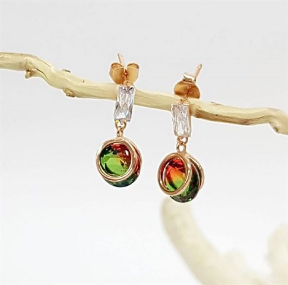 Meloni Topaz Taşlı 925 Ayar Gümüş Rose Küpe ürün görseli