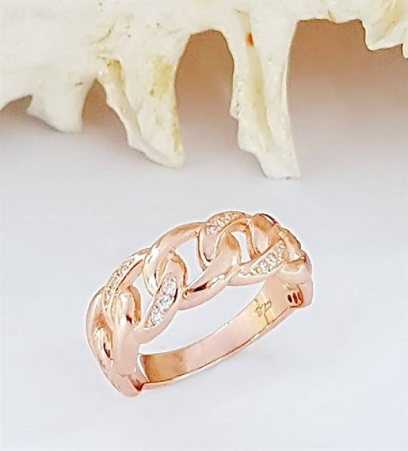 İtalyan Tasarımı 925 Ayar Gümüş Rose   Trend  Yüzük ürün görseli