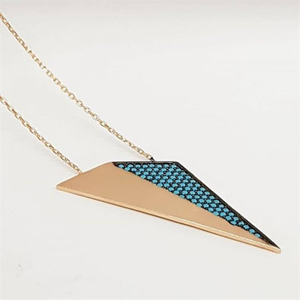 Turkuaz Taşlı Modern Gümüş Rose Kolye ürün görseli