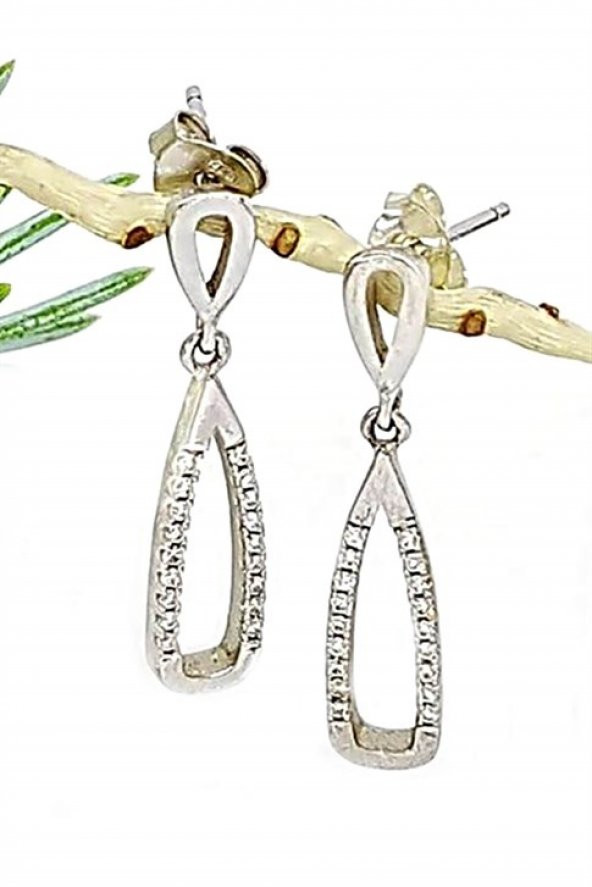 İtalyan Tasarımı Gümüş Zirkon Küpe ürün görseli