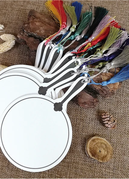 DIY Kağıt Yuvarlak Fan - 12 Kiraz Çiçeği Ayracı + 12 Şablon + - 12