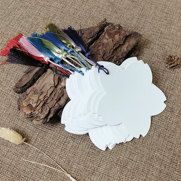 DIY Kağıt Yuvarlak Fan - 12 Kiraz Çiçeği Ayracı + 12 Şablon + - 4