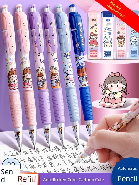 Karikatür Sevimli Sallamalı Kalem - 2 Paket Sevgili Nini + Tavşan Yıldız Turu HB Yedek - 2