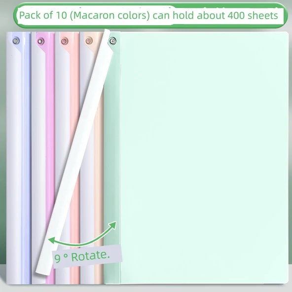 A4 Dönme Çubuklu Dosya Kapağı - Macaron - 10 Paket