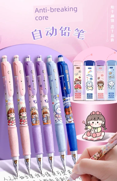 Karikatür Sevimli Sallamalı Kalem - 1 Paket Şeker Nini HB Yedek - 7
