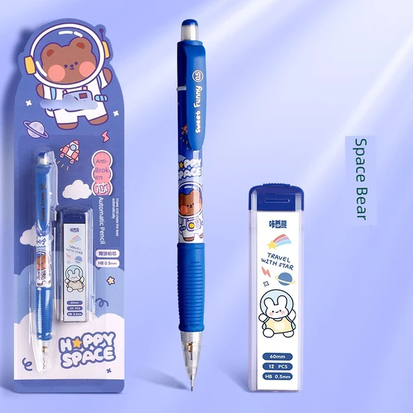 Karikatür Sevimli Sallamalı Kalem - 1 Paket Uzay Ayısı HB Yedek