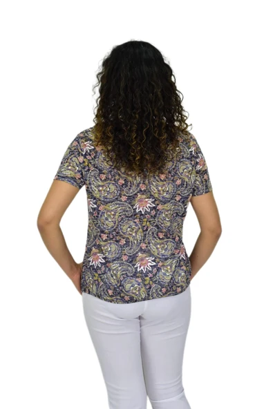 Kadın Kısa Kol Baskılı Bluz BGL-ST04689 - Resim 5