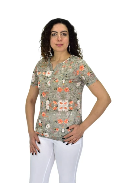 Kadın Kısa Kol Baskılı Bluz BGL-ST04688 - Resim 3