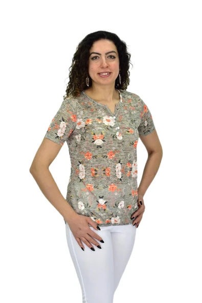 Kadın Kısa Kol Baskılı Bluz BGL-ST04688 - Resim 4