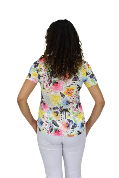 Kadın Kısa Kol Baskılı Bluz BGL-ST04687 - Resim 5