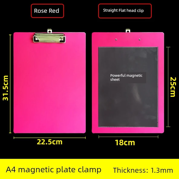 Mıknatıslı Plaka Tutucu Klip - Pembe Kırmızı A4 Dikey