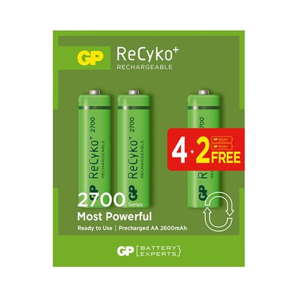 GP 2700 mA Şarjlı Kalem Pil 6'lı Paket