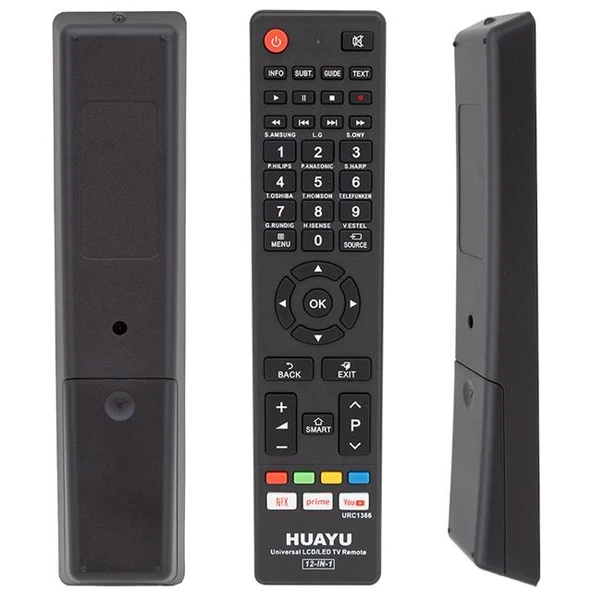 Huayu URC1366 12in1 Netflix Prime Youtube Tuşlu Universal Akıllı Kumanda Blisterli ürün görseli