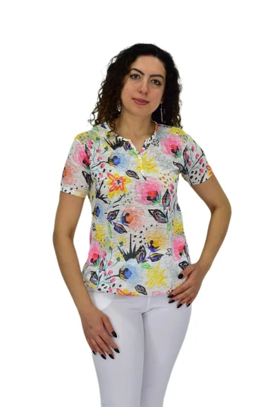 Kadın Kısa Kol Baskılı Bluz BGL-ST04687 ürün görseli