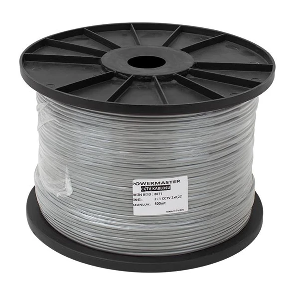 Powermaster 2+1 Gri 0.22 Mm CCTV Kamera Kablosu 500 Metre