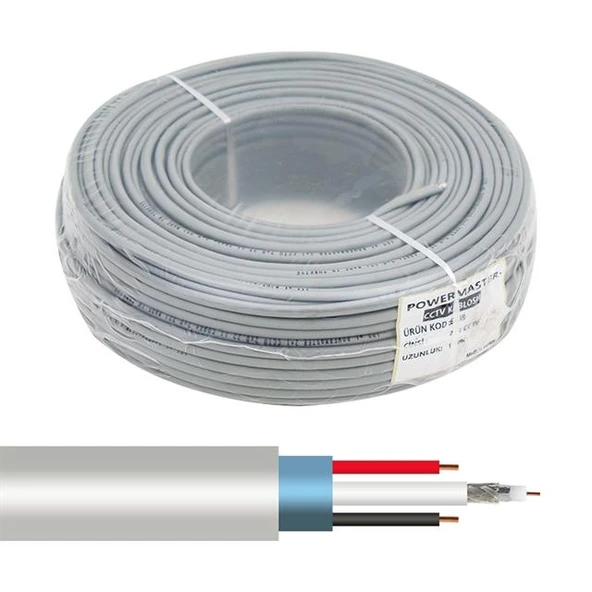 Powermaster 2+1 Gri 0.22 Mm CCTV Kamera Kablosu 100 Metre