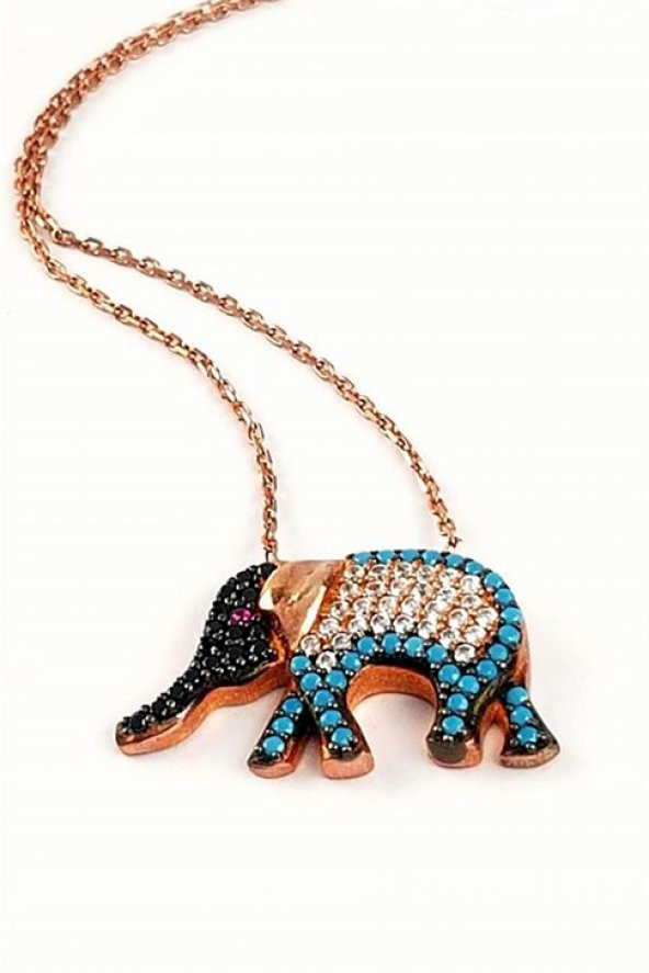 Fil Figürlü Gümüş Bayan Kolye ürün görseli