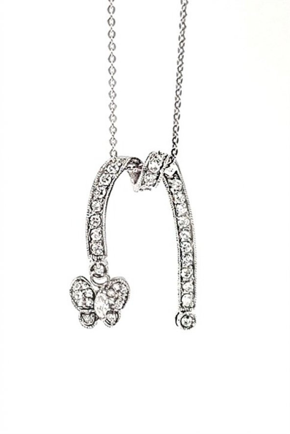 Pırlanta Işıltısında Kelebek Figürlü Gümüş Kolye ürün görseli