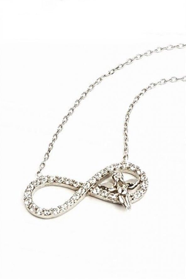 Sonsuzluk Figürlü Melek Detaylı Gümüş Kolye ürün görseli