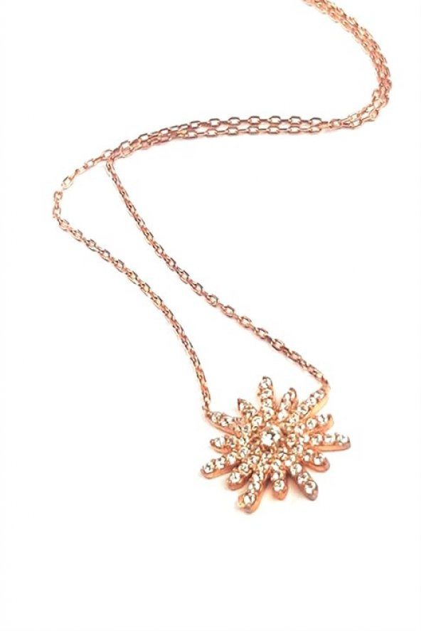 Güneş Figürlü Minimal Gümüş Rose Kolye ürün görseli