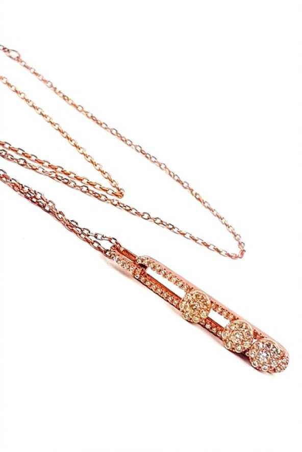 Zirkon Taşlı Ortadaki Taşları Hareketli Trend Gümüş Kolye ürün görseli