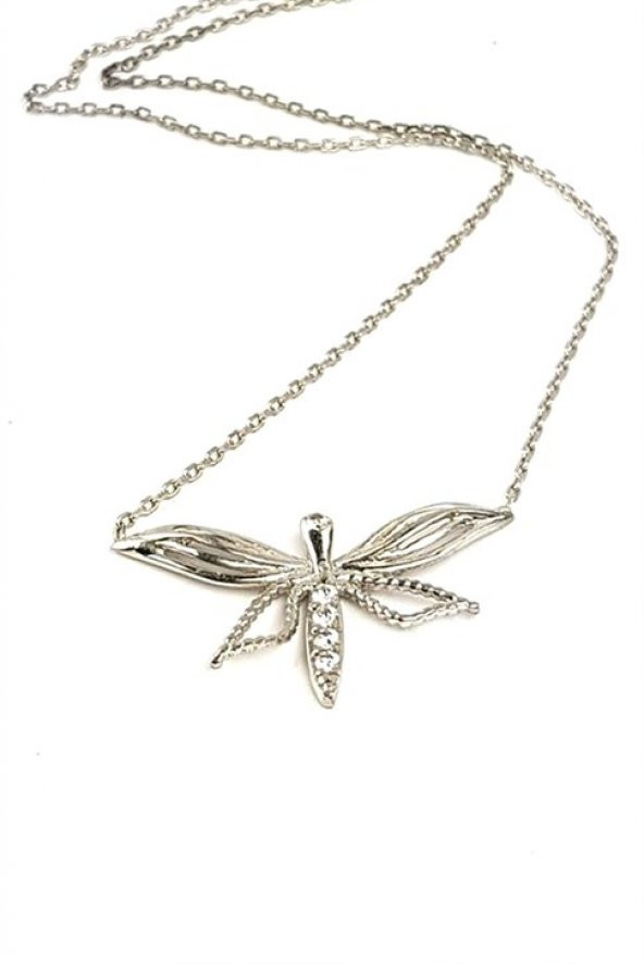 Yusufçuk Figürlü Zirkon Taşlı Gümüş Bayan Kolye ürün görseli