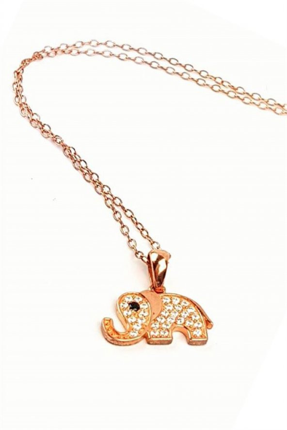 Fil Figürlü Zirkon Taşlı Gümüş Kolye ürün görseli