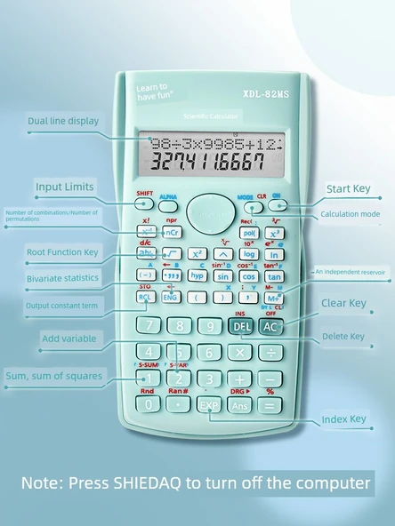 Bilimsel Hesap Makinesi - Siyah - 2'li Paket - Pil Dahil - 7
