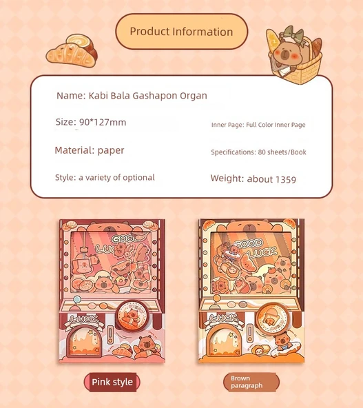 Kabi Bala Gashapon Makinesi Cep Defteri - Altın külçe Kapi - 8