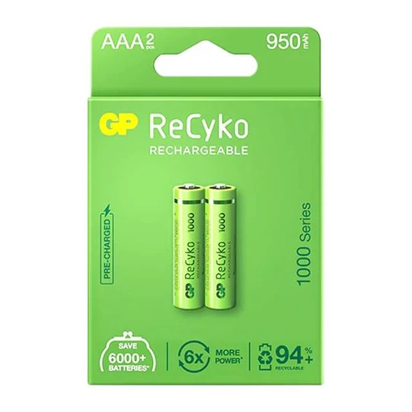 Gp Recyko 950 Mah R03 AAA Şarjlı 2'li Pil ürün görseli