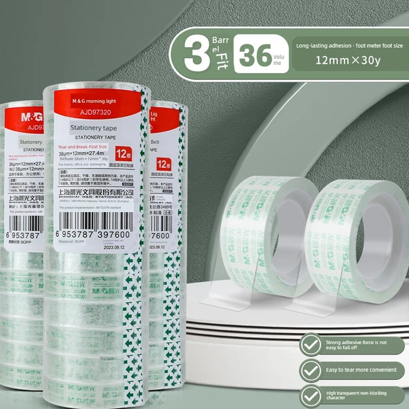 Yapışkan Bant - 3 Silindir 36 Rulo - 1.2cm Genişlik 27.4m Uzunluk