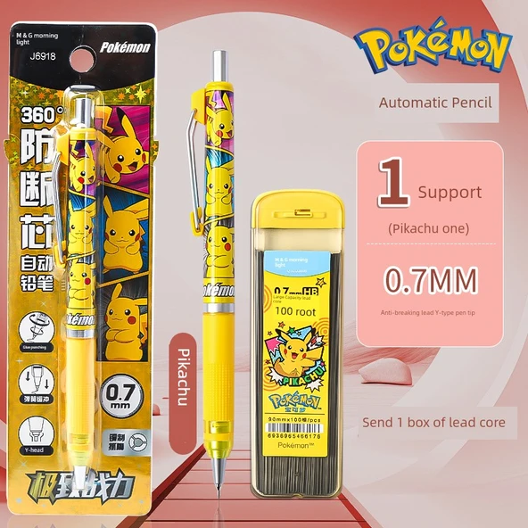 Mekanik Kalem - 0.7mm HB - Pikachu + Orijinal 1 Kutuda Kurşun/Rastgele Desen