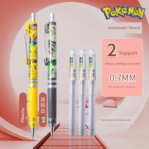 Mekanik Kalem - 0.7mm HB - Pikachu + Gizemli Tepe - 3 Kurşun Haznesi