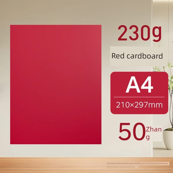 Kırmızı Karton Kağıt A4 230g Orta Kalınlık - 50 Yaprak
