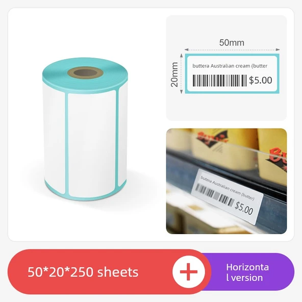 Termal Kağıt - 50*20mm - 250 Yaprak/Rulo - Yatay Versiyon