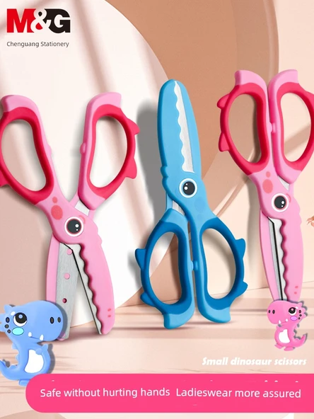 El Yapımı Plastik Dinozor Makas - Kiraz Çiçeği - Küçük Dinozor - 1/10 Renk Origami 100 + Yapıştırıcı Kalem - 2