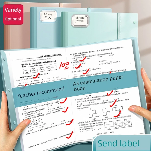 A3 Dosya Klasörü - [1 Paket] Pudra - 60 Sayfa Etiketli Çıkartmalar - 2