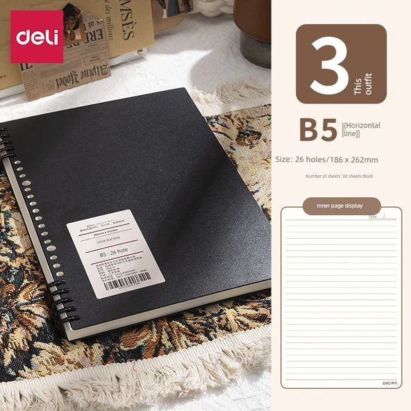 Taşınabilir Yapraklı Defter B5 - Yatay Çizgi - 360 Sayfa