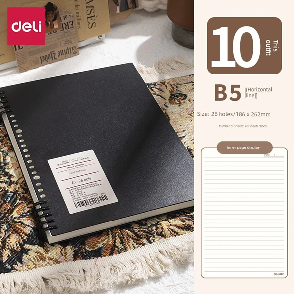 Taşınabilir Yapraklı Defter B5 - Yatay Çizgi - 1200 Sayfa