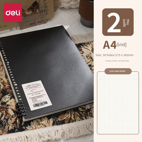 Taşınabilir Yapraklı Defter A4 - Kare - 240 Sayfa
