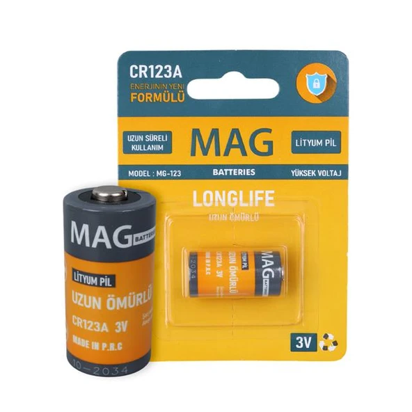 Mag Batteries MG-123 CR123A 3 Volt Lityum Fotoğraf Makinesi Pili Tekli Blister ürün görseli