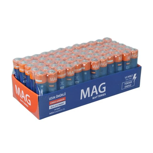 Mag Batteries MG-26172 Karbon Çinko AAA 60'lı Paket İnce Kalem Kumanda Pili (AAA,R03 UM-3) - Resim 4