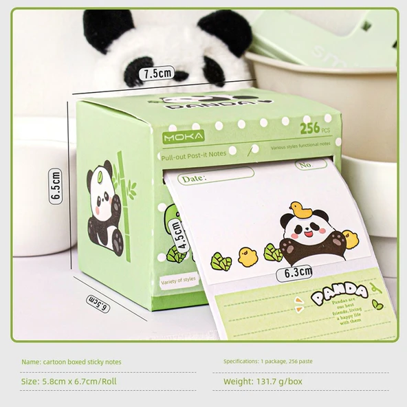 Sevimli Yapışkan Notlar - Panda Şişman + Allık Mor (512 Etiketli 2 Kutu) - 7