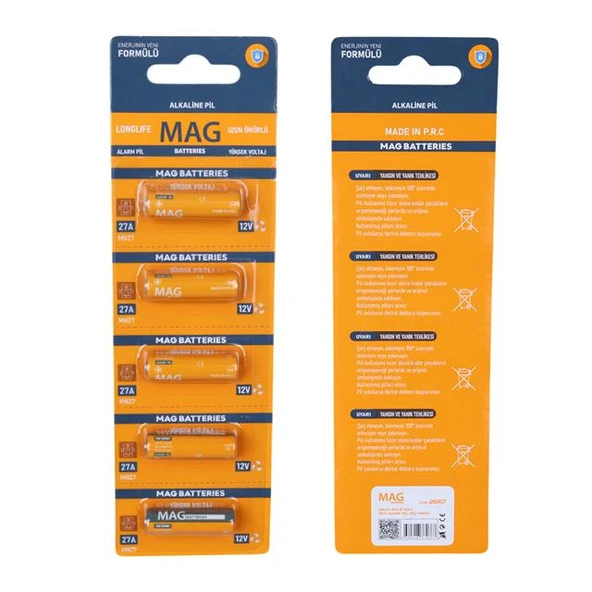 Mag Batteries MG-27 27A 12 Volt İnce Alarm Pili (5'li Blister Paket) - Resim 4