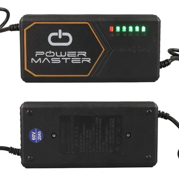 PowerMaster PM-31801 60 Volt - 20 Amper IEC C15 Dişi Uçlu Kapasite Göstergeli Elektrikli Bisiklet Şarj Akü Cihazı (ADJ160-01) - Resim 2