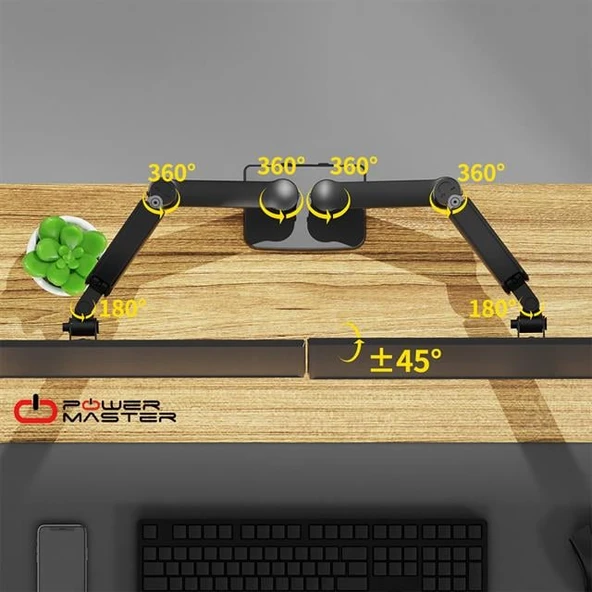 PowerMaster PM-252D 13-32'' Amortisörlü Stand Tek Kol LCD-LED Gaming Monitör Tutucu Stand Askı Aparatı - 3