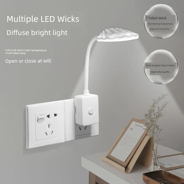 LED Yatak Lambası - Kabuk Tripod - Sarı + Beyaz İki Renk Dimmer - 2