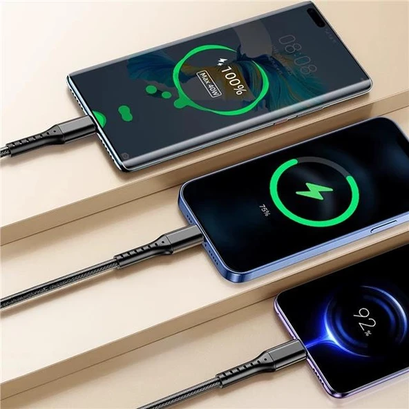 PowerMaster PM-26332 3 IN 1 Siyah 1.2 Metre Şarj Kablosu - Resim 2