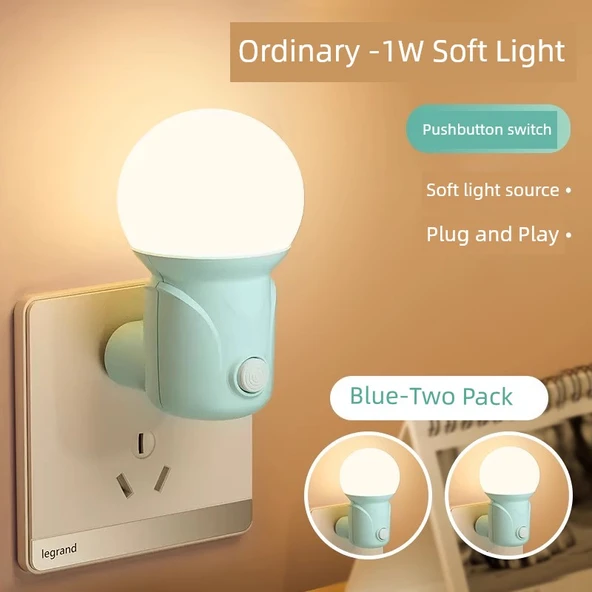 LED Yatak Lambası - 1W Klasik Yuanfeng Mavi - 2 Paket