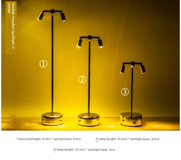 Şarjlı LED Bar Masa Lambası - Dimmer Anahtarı - Gümüş B Dört Sıcak Beyaz Şarj Hazinesi - 9